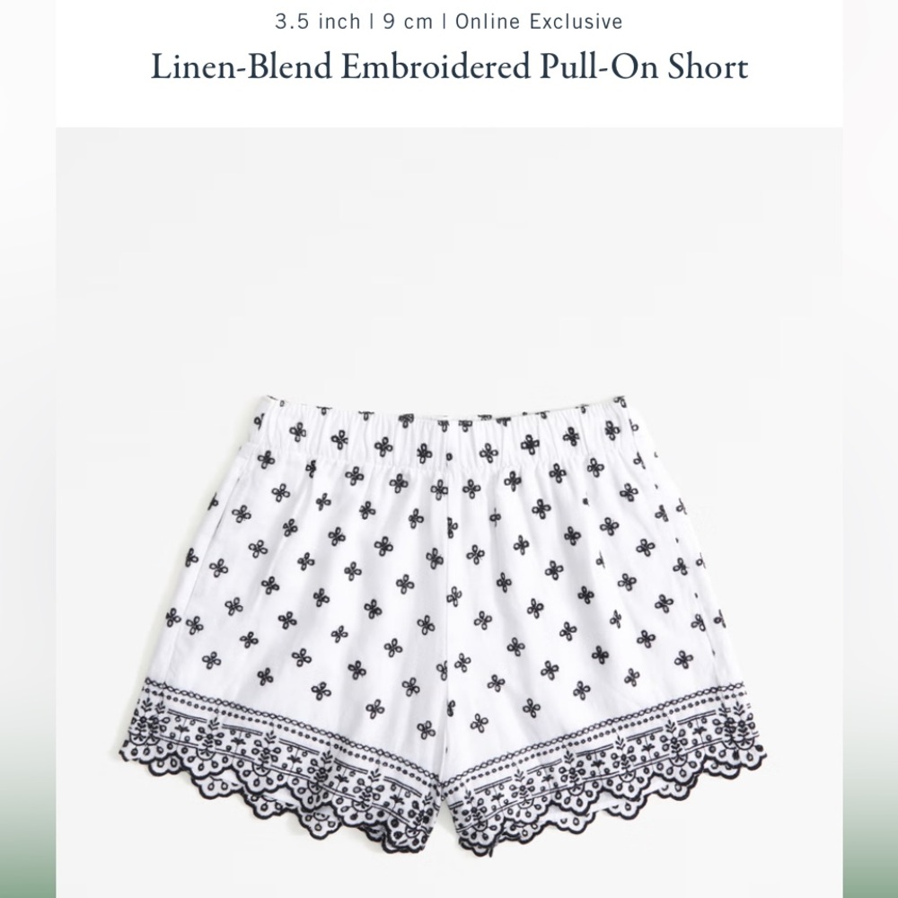 Abercrombie & Fitch Women's
Linen-Blend Embroidered Pull-On Short Size L